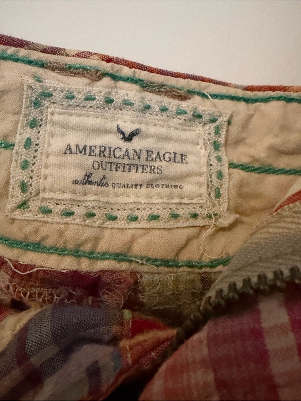 American Eagle Outfitters Multicolor Plaid Patchwork Jean Shorts - Picture 2 of 3